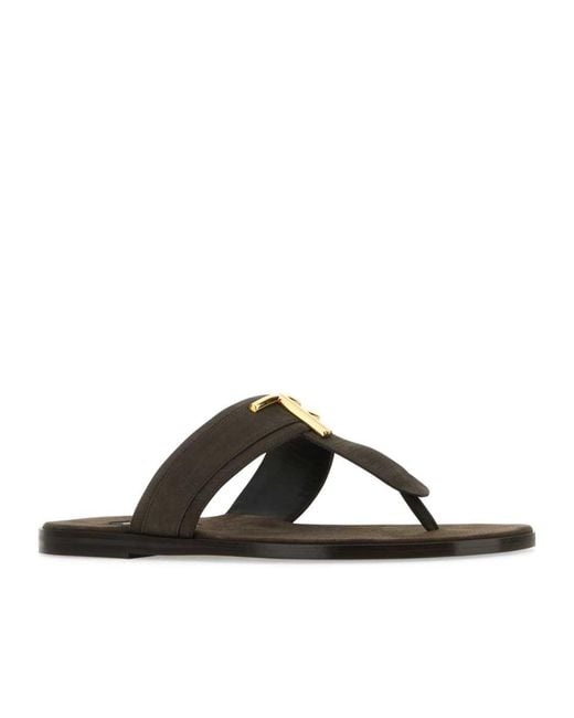 Tom Ford Brown Logo Plaque Thong Slippers for men