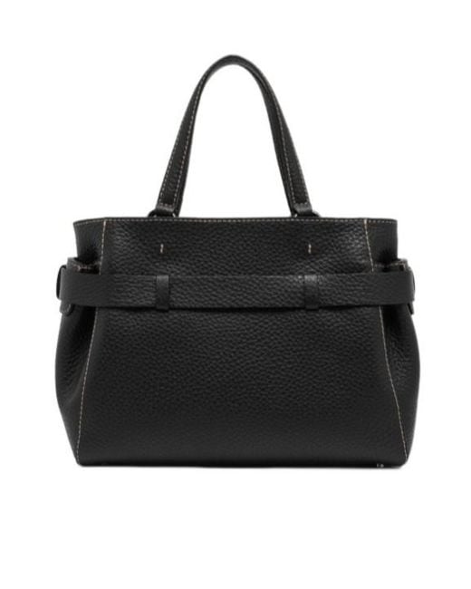 Gianni Chiarini Black Miranda Knotted Pebble-Effect Tote Bag