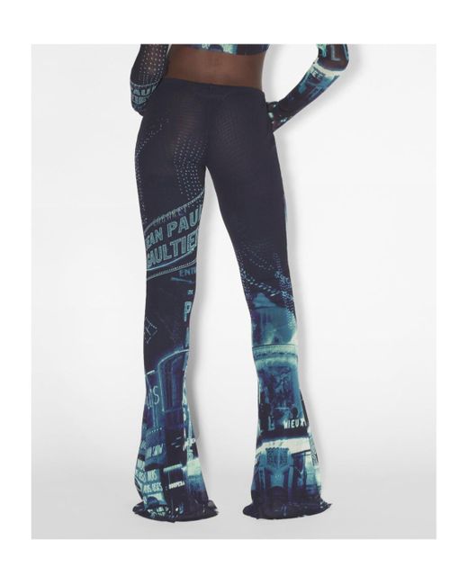 Jean Paul Gaultier Blue Pigalle-Print Flared Trousers
