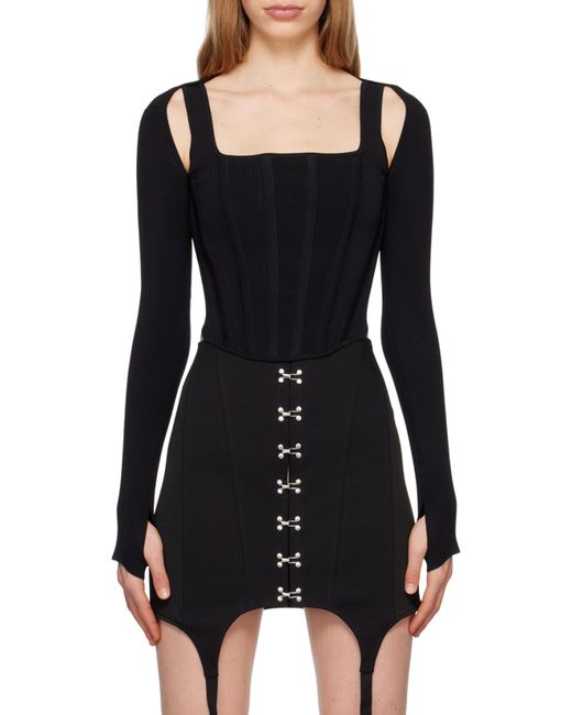 Dion Lee Black Long-Sleeve Corset Top