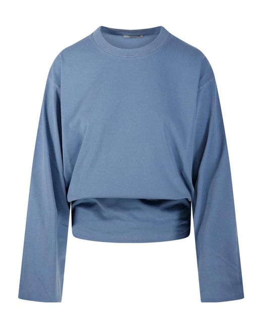 Haikure Blue Long-Sleeved Crewneck T-Shirt
