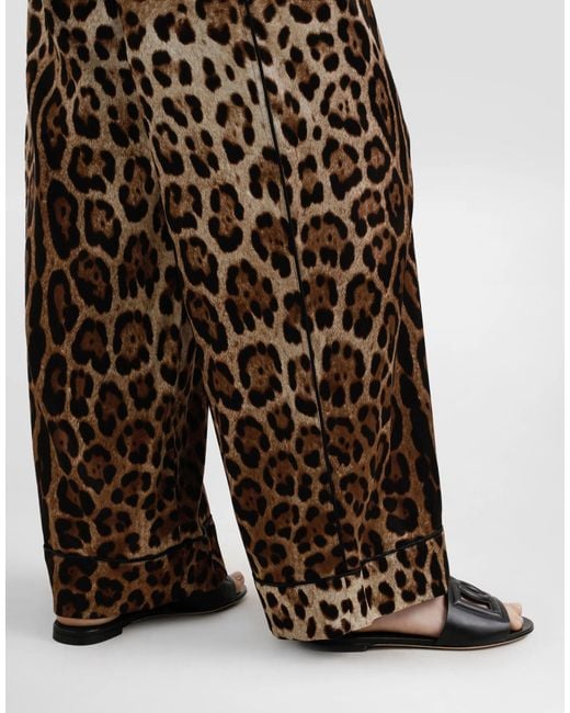 Dolce & Gabbana Brown Leopard Print Pajama Pants