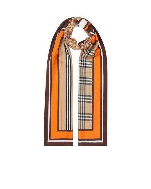 Burberry Orange Mix Print Scarf