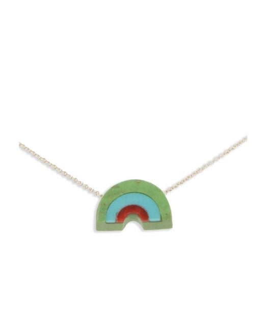 Aliita White Pattern Pendant Necklace
