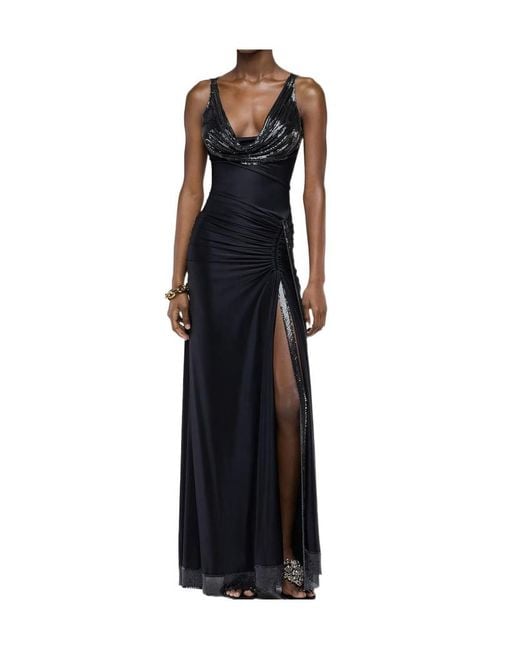 Rabanne Black Rabanne Draped Cowl-Neck Maxi Dress