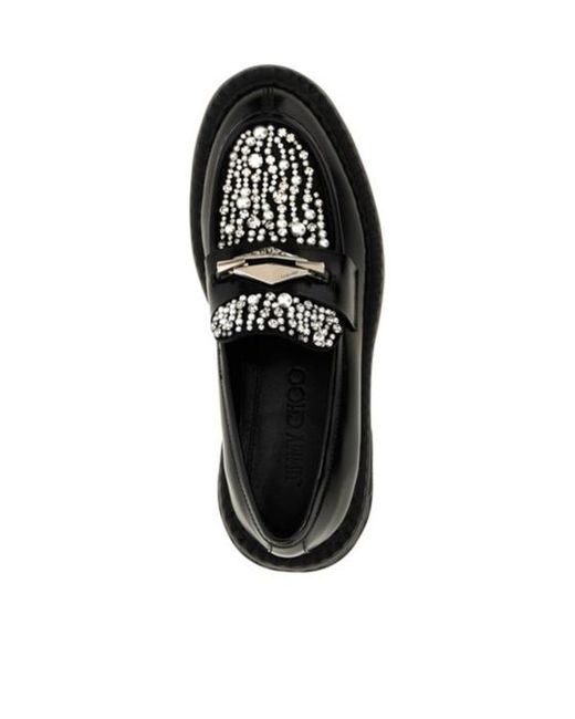 Jimmy Choo Black Marlow Embellished Loafers