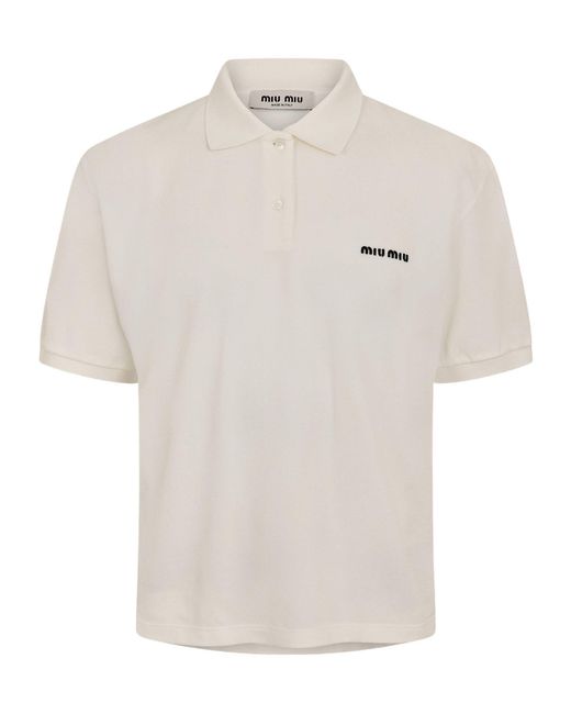 Miu Miu White Off- Short-Sleeve Polo Shirt for men