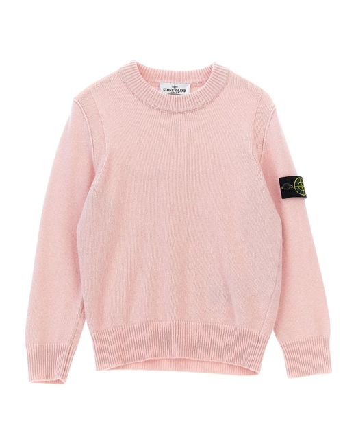 Stone Island Pink Junior Logo Patch Knitted Jumper