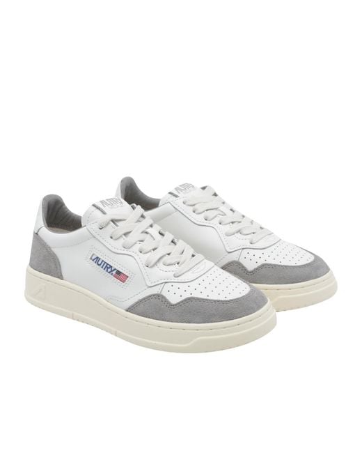 Autry White Medalist Leather Sneakers