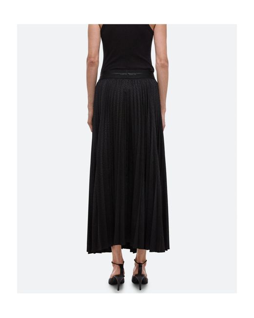 Helmut Lang Black Pleated Satin-Jacquard Maxi Skirt