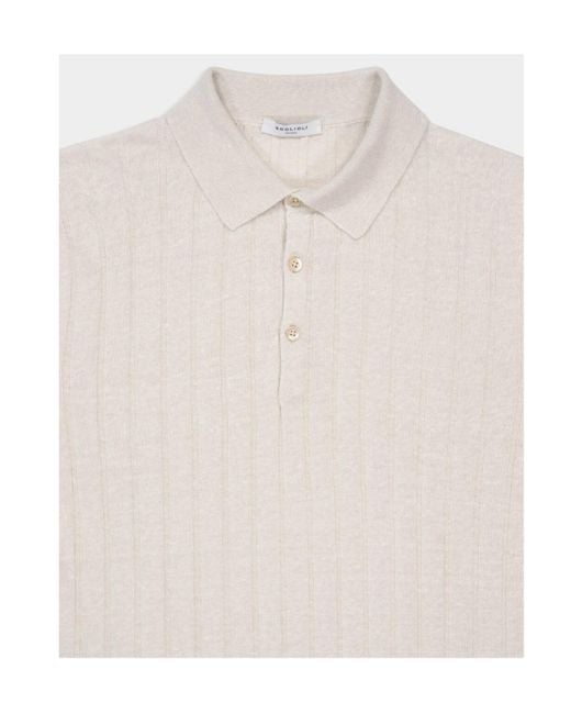 Boglioli White Button Detailed Knitted Polo Shirt for men