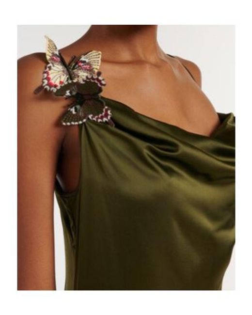 Blumarine Green Appliqué Satin Gown