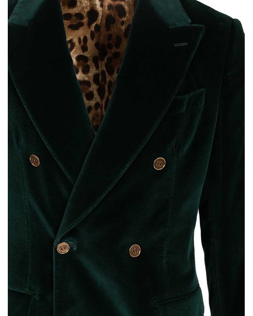 Dolce & Gabbana Black Double-Breasted Velvet Blazer for men