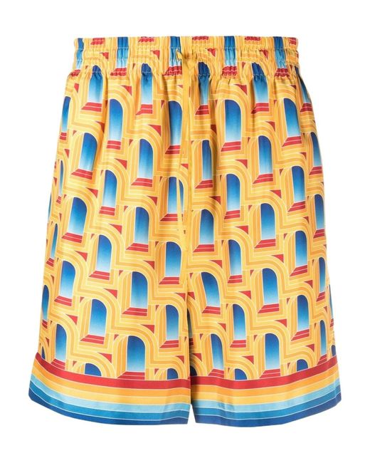 Casablanca Orange Larche De Jour Printed Satin Shorts for men