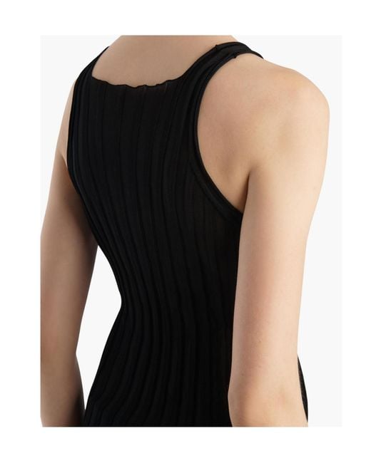 Khaite Black Ribbed V-Neck Knit Top