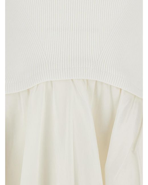 Jonathan Simkhai White Crewneck Mini Dress With Puffed Skirt