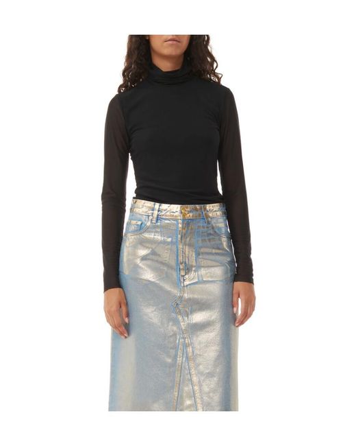 Ganni Natural Denim Midi Skirt