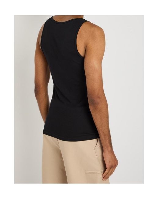 Tom Ford Black Ribbed Logo Track Tank Top for men