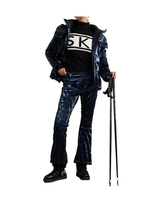 Perfect Moment Blue Quilted Flared Ski Pants