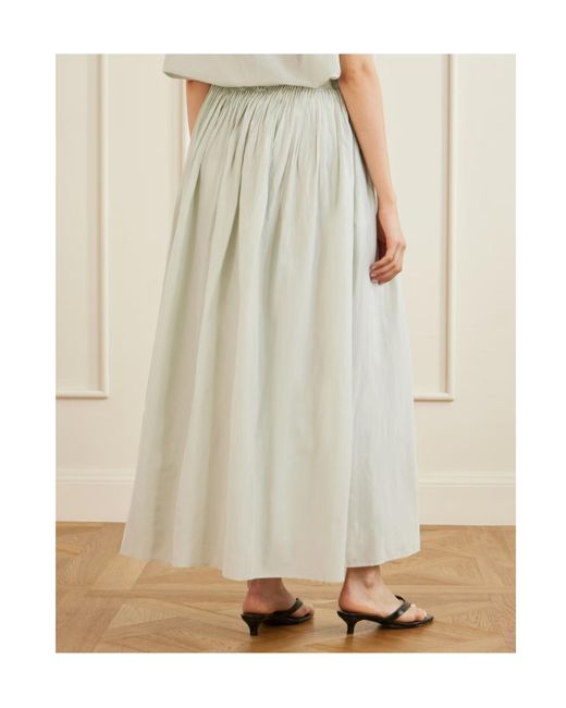 Loulou de Saison White Naya Gathered Cotton And Silk-Blend Maxi Skirt