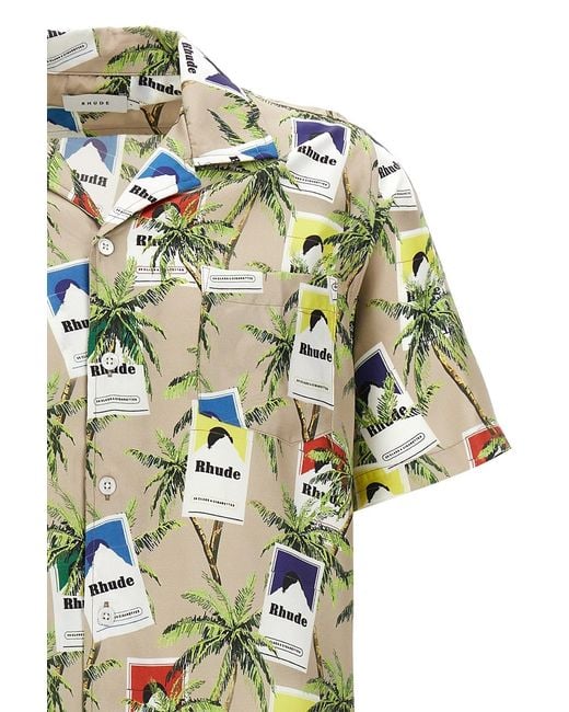 Rhude Green Cigarette-Printed Short-Sleeved Shirt for men