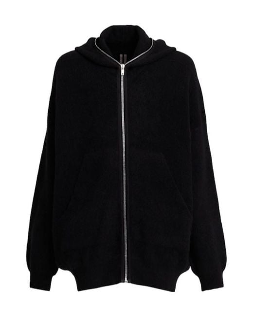Rick Owens Black Gimp Alpaca Blend Hoodie for men