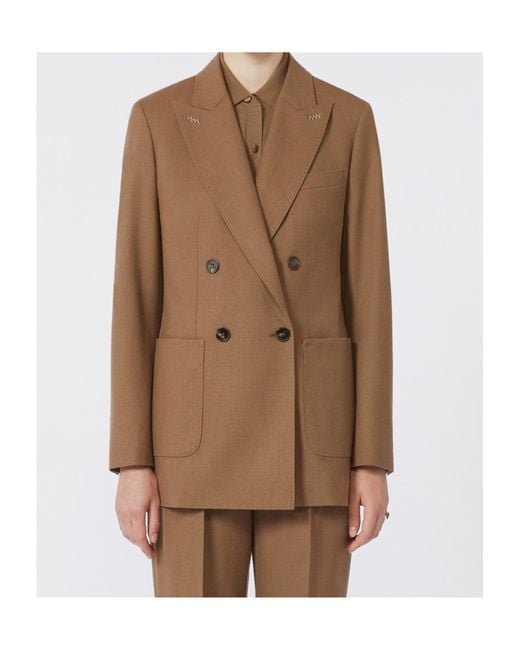 Max Mara Brown Harald Double-Breasted Tailored Blazer