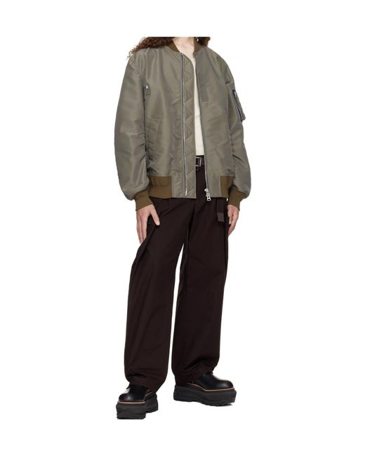 Sacai Black Cargo Straight-Leg Trousers