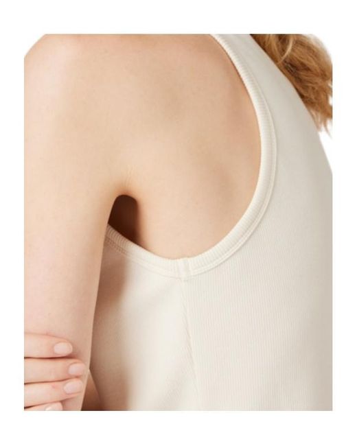 Miu Miu Natural Logo-Embellished Ribbed Sleeveless Top