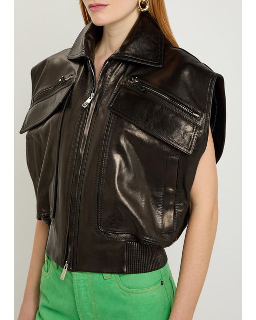 Versace Black Stretch Leather Vest