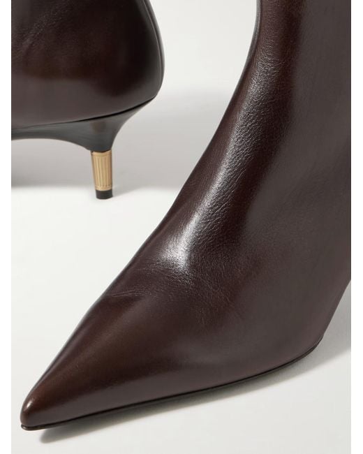 Khaite Brown Bella Leather Ankle Boots