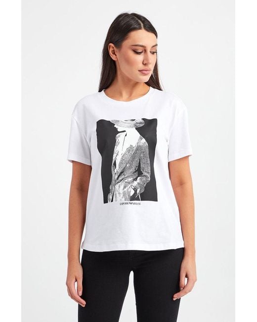 Emporio Armani White Round-Necked Logo T-Shirt