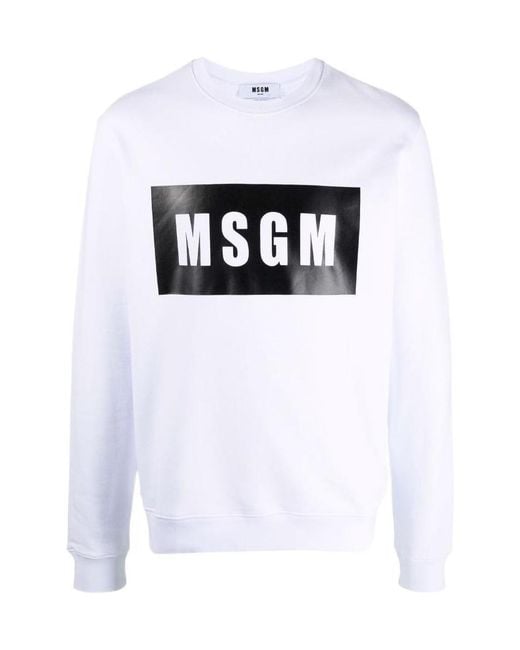 MSGM White Logo-Print Cotton Sweatshirt for men