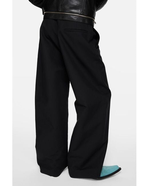 Acne Blue Wide-Leg Silk Trousers for men