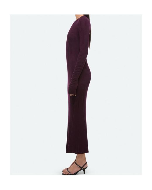 Helmut Lang Purple Long Sleeve Open Back Dress