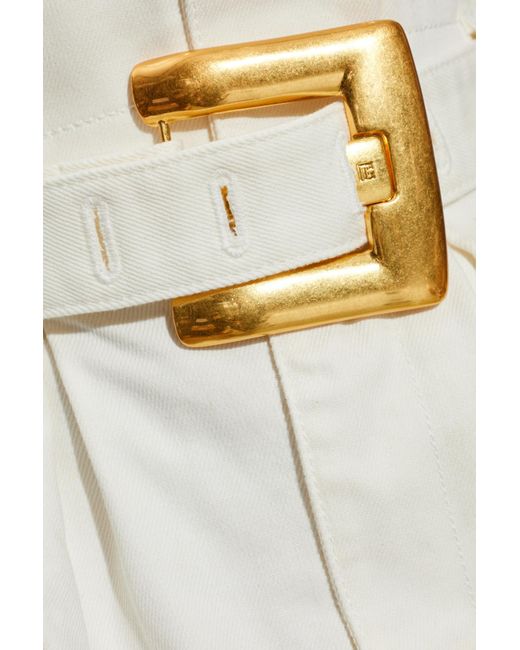 Balmain White Belted Cargo Skirt