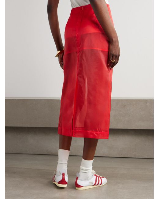 Frankie Shop Red Peri Silk-Blend Organza Midi Skirt