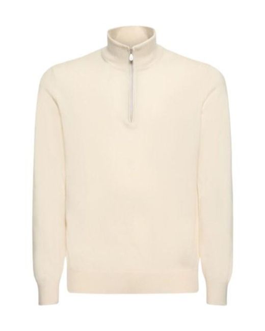 Brunello Cucinelli Natural Half Zipper Sweater for men