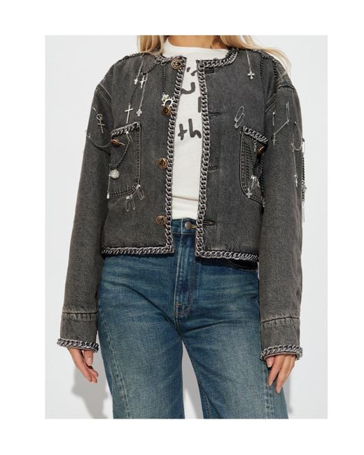 R13 Gray Long Sleeve Denim Jacket