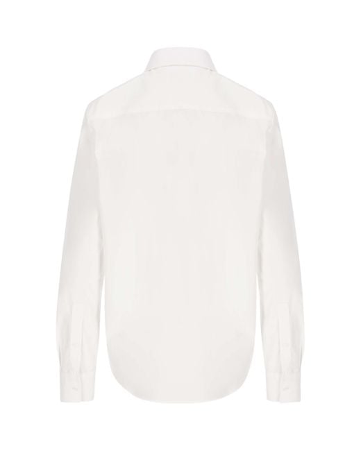 Bottega Veneta White Embellished Collar Long-Sleeved Shirt