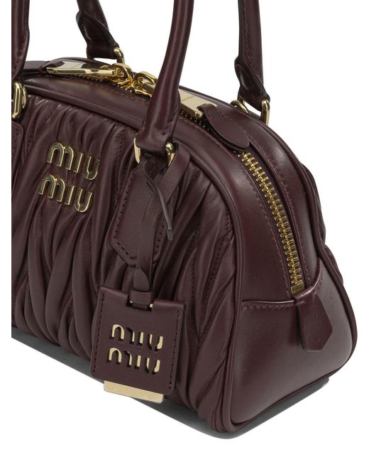 Miu Miu Brown Matelassé Zipped Tote Bag