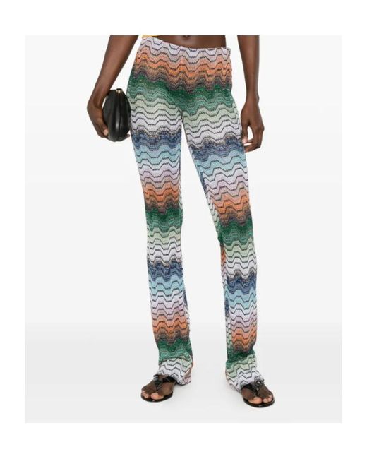 Missoni Green Zigzag-Knit Trousers