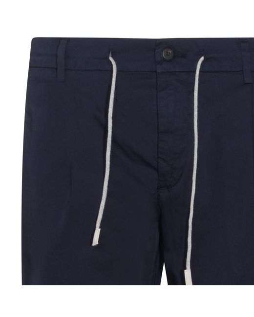 Eleventy Blue Straight-Leg Drawstring Trousers for men
