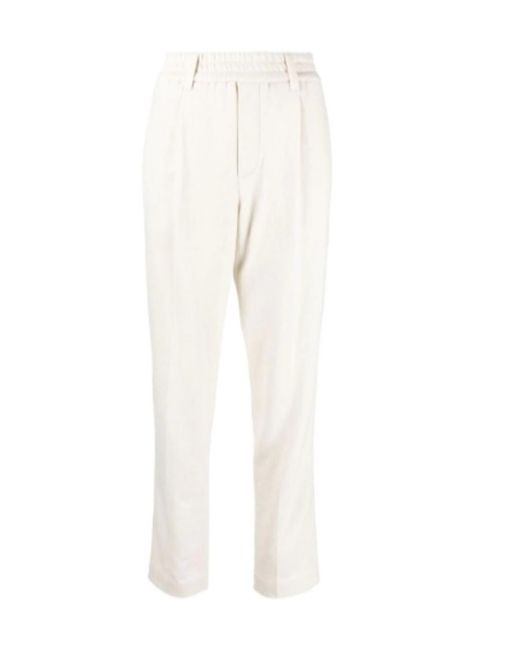 Brunello Cucinelli White Elasticated Slouch Pants