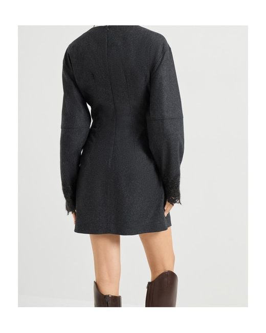Brunello Cucinelli Black Wool Mini Dress
