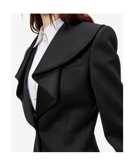 McQueen Black Waterfall Collar Single-Breasted Jacket