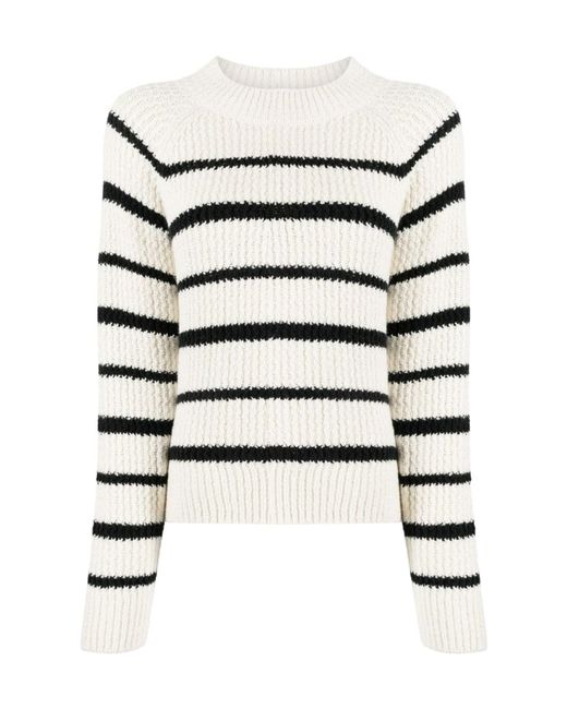 Vince White Ribbed Stripe Pullover