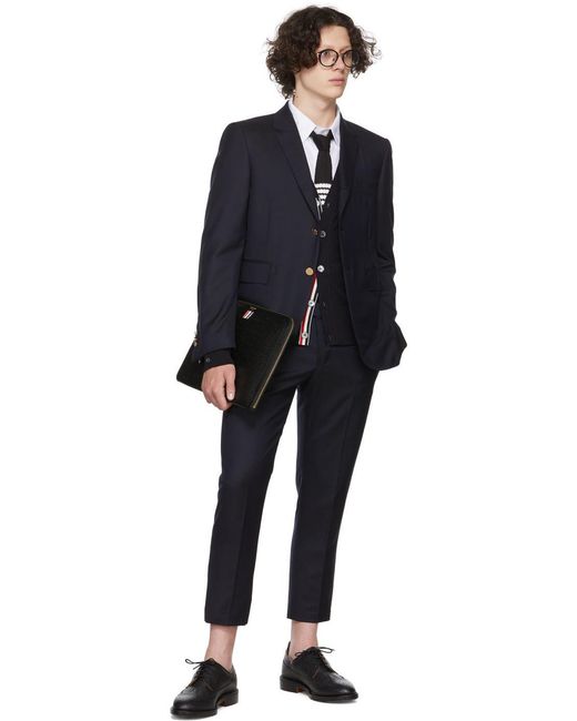 Thom Browne Blue Twill Classic Sport Coat for men