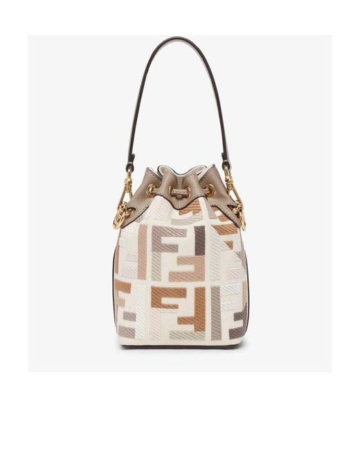 Fendi White Multicolour Canvas Mini-Bag With Ff Embroidery