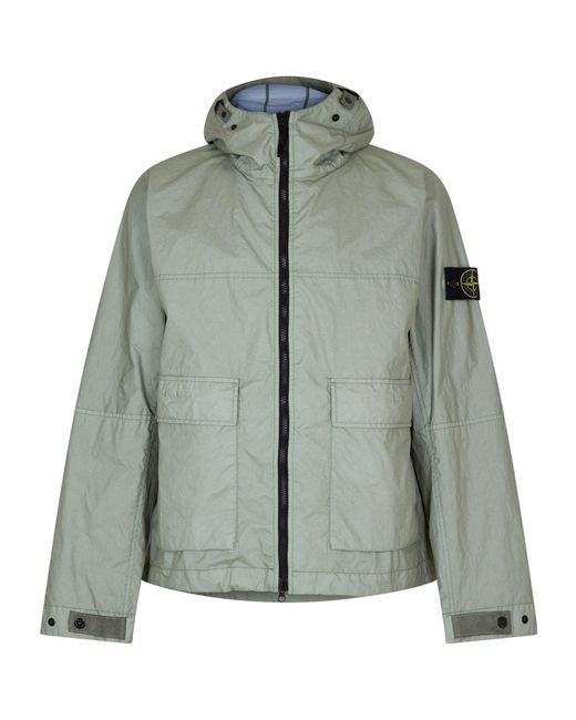 Stone Island Green Windproof Long Coat for men
